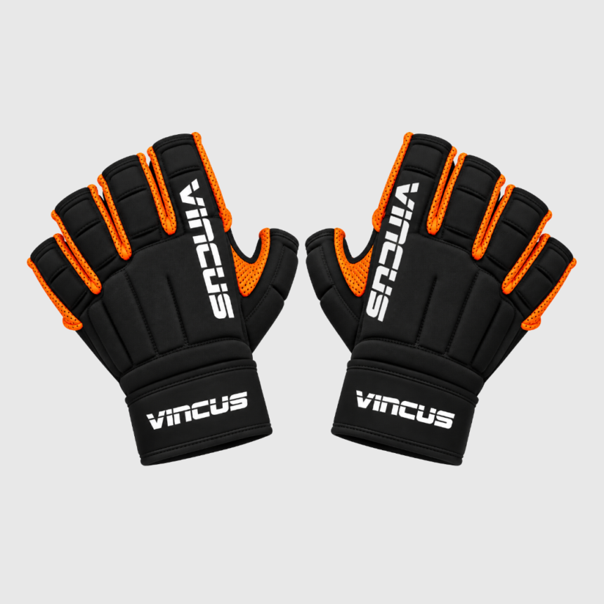 hurling glover square Black and orange Vincus hurling gloves, pair
